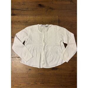 French Cuff M white shirt feminine cottage core button down